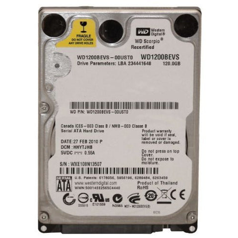 120GB 2.5" SATA Hard Drive Western Digital WD1200BEVS