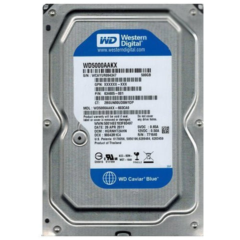 Western Digital Caviar Blue 500GB SATA Hard Drive- WD5000AAKX-603CA0