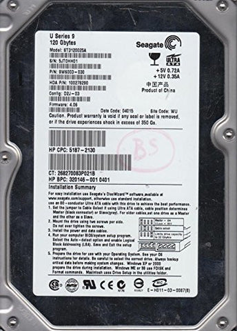 ST3120025A, 5JT, WU, PN 9W6003-030, FW 4.06, Seagate 120GB IDE 3.5 Hard Drive