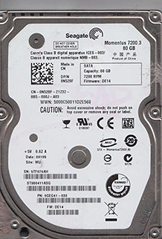 ST980411ASG, 5TF, WU, PN 9GEG41-033, FW DE14, Seagate 80GB SATA 2.5 Hard Drive