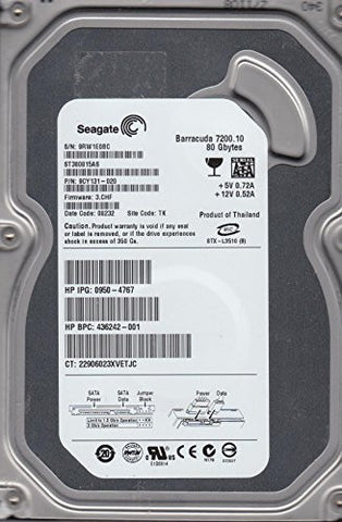 Seagate ST380815AS, 9RW, TK, PN 9CY131-020, FW 3.CHF,  80GB SATA 3.5 Hard Drive
