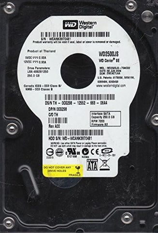 WD2500JS-75NCB2, DCM DSCACTJAA, Western Digital 250GB SATA 3.5 Hard Drive