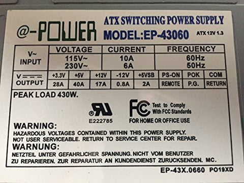 @-Power 430W ATX Switching Power Supply- EP-43060