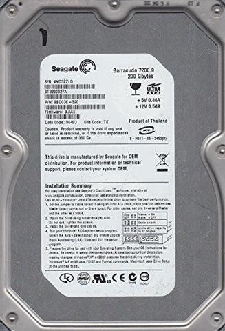 Seagate 200GB IDE 3.5 Hard Drive ST3200827A, 4ND, TK, PN 9BD03E-520, FW 3.AAE