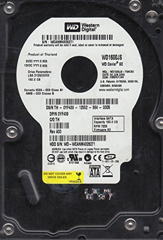 WD1600JS-75NCB2, DCM HSBHCTJAH, Western Digital 160GB Sata 3.5 Hard Drive