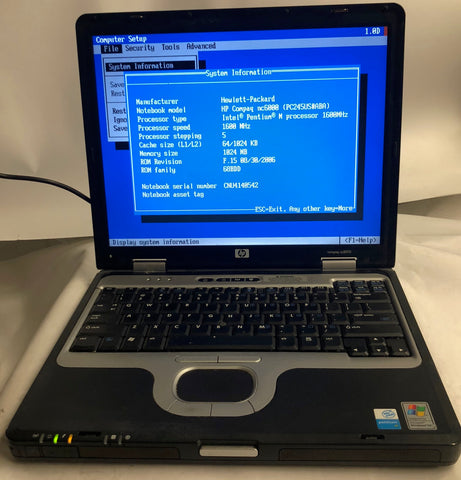 HP Compaq nc6000 Notebook- 1GB RAM, Intel Pentium M CPU