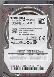 Toshiba 250 GB Laptop Hard Drive- MK2556GSY