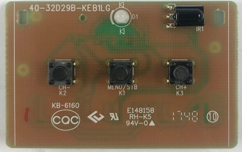 TCL 55S401 4K LED TV KB-6160 Power Button Board- 40-32D29B-KEB1LG