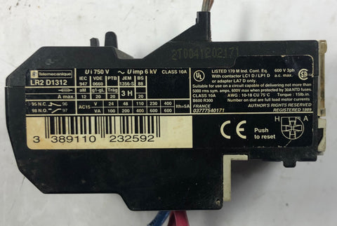 Telemecanique LR2 D1312 Solid State Motor Overload Relay