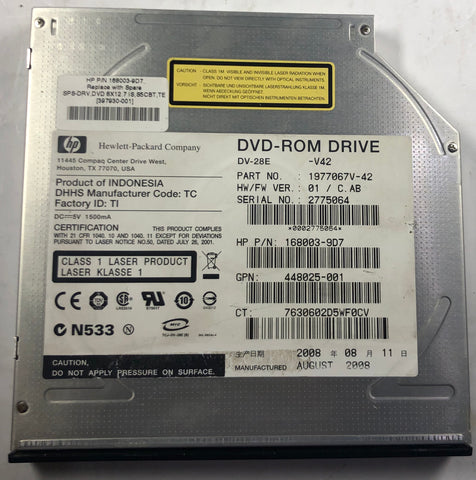 HP ProLiant DL320 G5p Server DV-28E DVD-ROM Optical Drive- 397930-001
