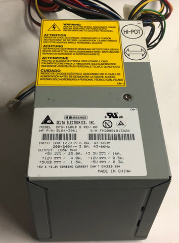 HP Desktop DPS-160GB B 185W Power Supply- 5184-3961