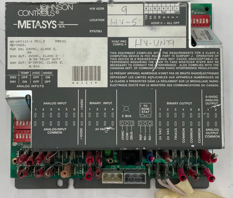 Johnson Controls Metasys AS-UNT111-1 Unitary Controller