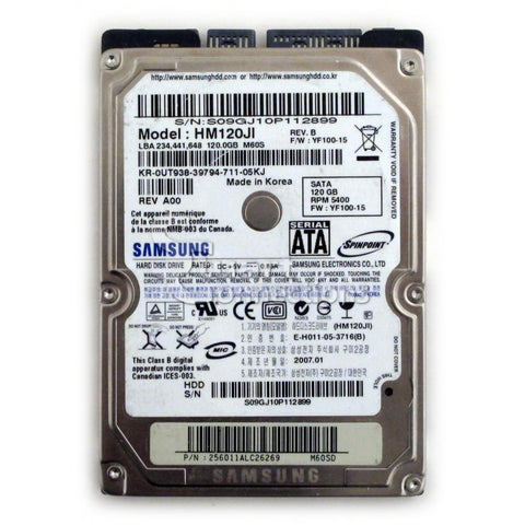 Dell Inspiron 1420 HM120JI Laptop 120GB SATA Hard Drive- UT938