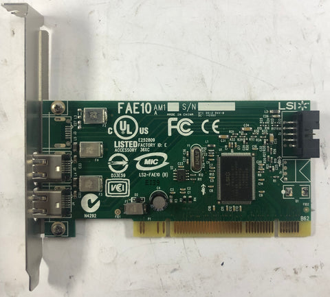 Dell Dual Port FireWire LS2-FAE10 PCI Controller Card- H924H