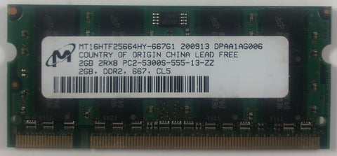 Micron MT16HTF25664HY-667G1 2GB DDR2 Laptop RAM Memory