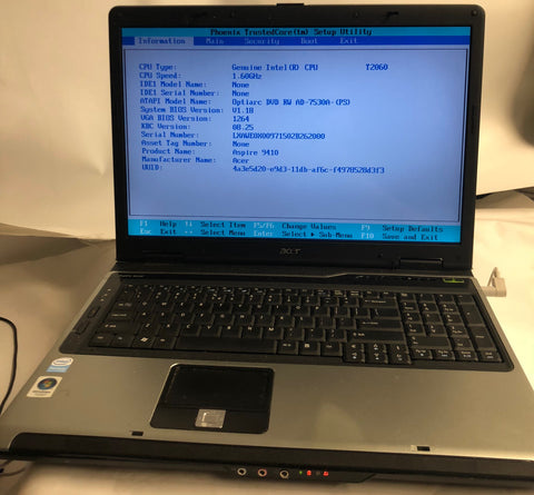 Acer Aspire 9410 Notebook- 1GB RAM, Intel Pentium Dual-Core T2060 CPU