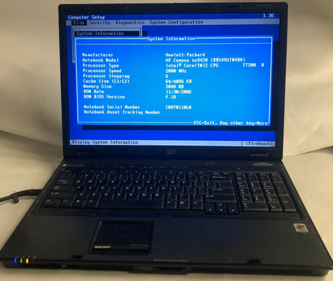 HP Compaq nx9420 Notebook- 2GB RAM, Intel Core 2 Duo T7200 CPU
