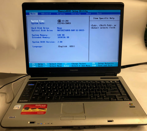 Toshiba Satellite A105-S4284 Laptop- 1GB RAM, Intel Core Duo T2050 CPU