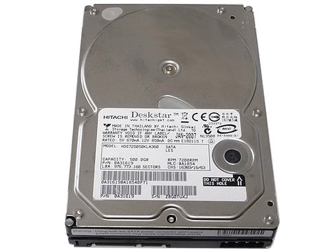 Hitachi Deskstar 500GB Internal SATA Hard Drive- HDS725050KLA360