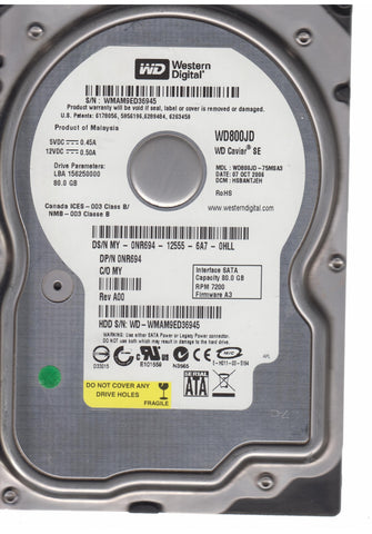 Western Digital 80GB SATA Desktop Hard Drive- WD800JD-75MSA3