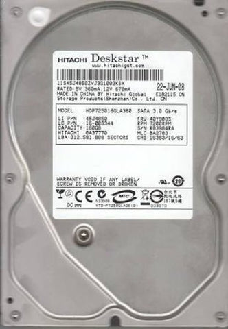 Hitachi Desktstar HDP725016GLA380 160GB SATA Desktop Hard Drive