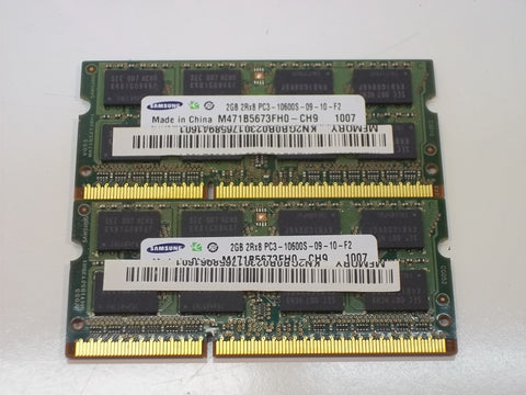 SAMSUNG 4GB KIT 2 X 2GB DDR3-1333MHZ RAM SODIMM LAPTOP MEMORY M471B5673FH0-CH9