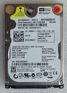 WD1600BEVT-75ZCT0 Western Digital 160gb 5400rpm 9.5mm Har Drive