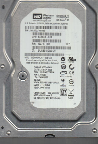 WD Caviar SE WD800AAJS-60B4A0 80GB SATA 3.5"Hard Drive- HHNNHT2CG