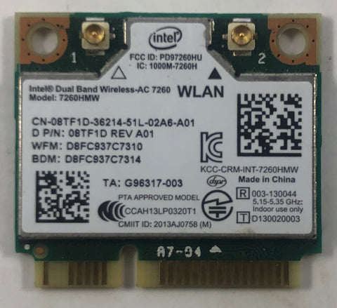 Dell Latitude E5540 Laptop 7260HMW Bluetooth & Wireless Card- 8TF1D