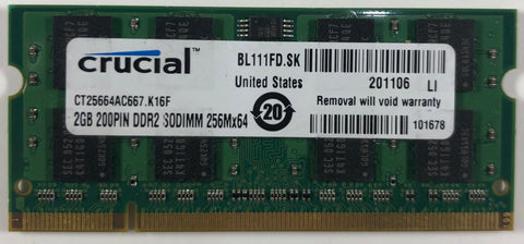 Crucial CT25664AC667.K16F 2GB DDR2 Laptop RAM Memory