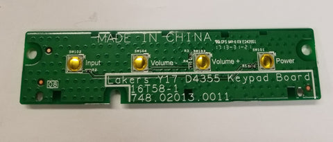 Vizio D43F-E2 Full Array LED Smart TV Keypad Board- 748.02013.0011