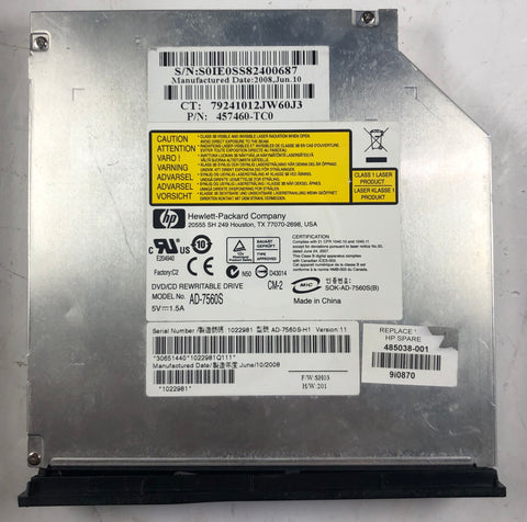 HP Presario CQ50 Laptop AD-7560S DVD/CD Rewritable Drive- 485038-001