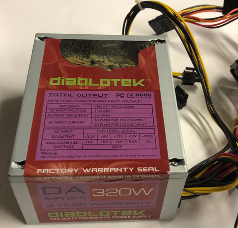Diablotek DA Series 320W MicroATX Desktop Power Supply- PSDA320M