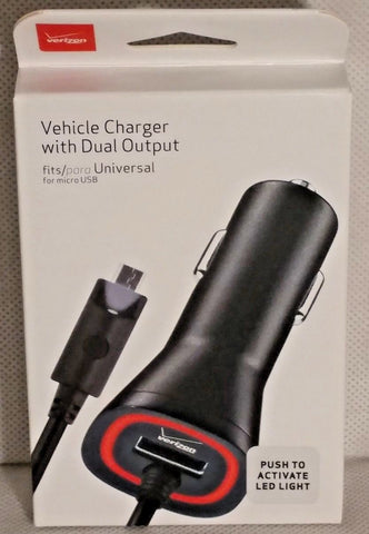 Verizon Universal Car Charger with Dual Output and LED Light- 31-1091-01-VW