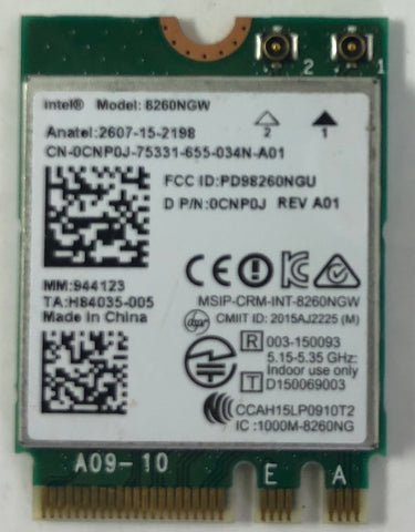 Dell Laptop 8260NGW Dual Band Wireless-AC & Bluetooth 4.2 Card- CNP0J