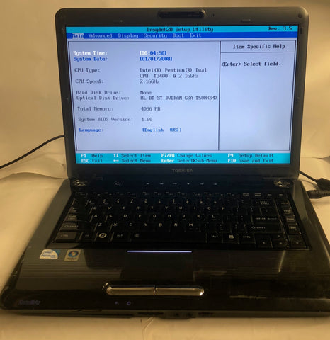 Toshiba Satellite A300 Laptop- 4GB RAM, Intel Pentium Dual-Core T3400 CPU