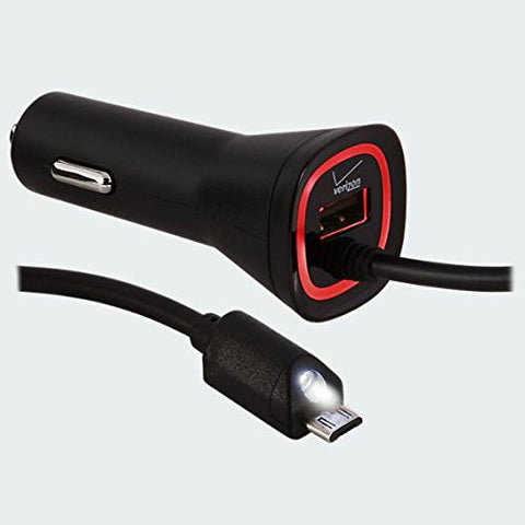 Verizon Micro-USB Vehicle Charger with Dual Output & LED Light- 31-1139-01-VW