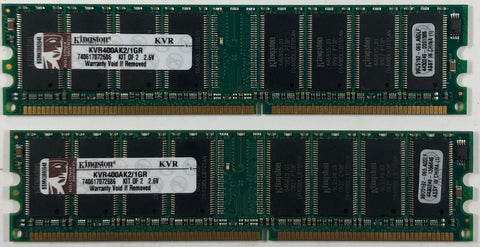 Kingston KVR400AK2/1GR 1GB DDR Desktop RAM Memory- 740617072686
