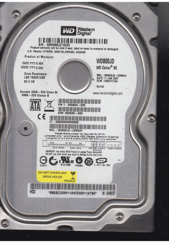 Western Digital Caviar SE 80GB SATA Desktop Hard Drive- WD800JD-22MSA1