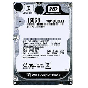 Western Digital Scorpio Black160GB Laptop Hard Drive- WD1600BEKT