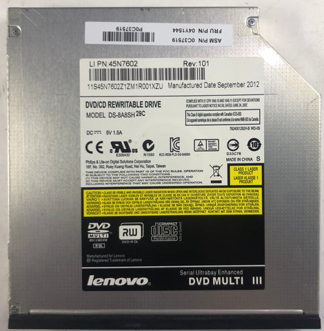Lenovo ThinkPad T530 Laptop DS-8A8SH DVD/CD Rewritable Drive- 04Y1544