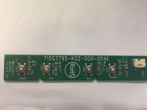 Vizio E32-D1 TV Key Control Button Board- 715G7795-K02-000-004K