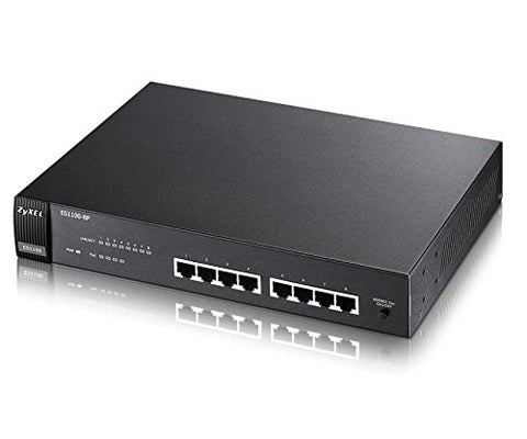 ZyXEL 8-Port Unmanaged Fast Ethernet Switch- ES1100-8P
