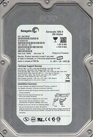 Seagate Barracuda 7200.9 ST3200827AS 200GB SATA Desktop Hard Drive