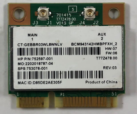 HP Stream 11 Pro G4 Laptop BCM943142HMBPFXH WLAN & BT PCI-E Mini Card- 753076-001