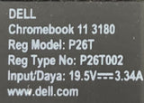 Dell Chromebook 11-3180- 16GB eMMC, 4GB RAM, Intel Celeron N3060 CPU, ChromeOS