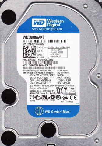 Western Digital Caviar Blue WD5000AAKS-75A7B0 500GB SATA Desktop Hard Drive