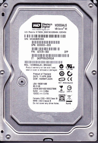 Western Digital Caviar SE WD800AAJS 80GB SATA Desktop Hard Drive