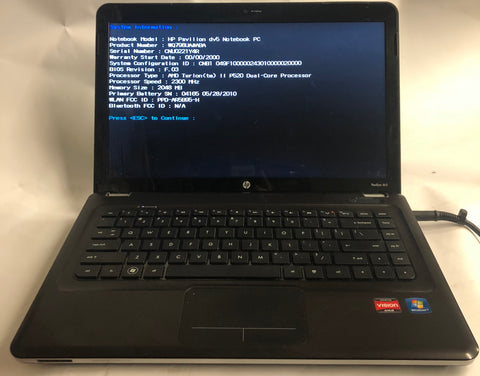 HP Pavilion dv5 Notebook- 2GB RAM, AMD Turion II P520 CPU