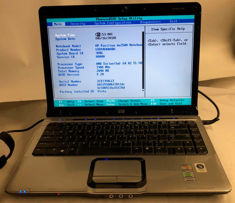 HP Pavilion dv2500 Notebook- 2GB RAM, AMD Turion 64 X2 TL-58 CPU